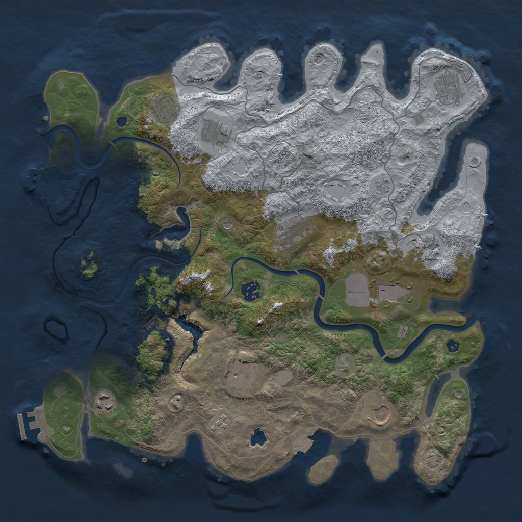 Rust Map: Procedural Map, Size: 4000, Seed: 760535668, 17 Monuments