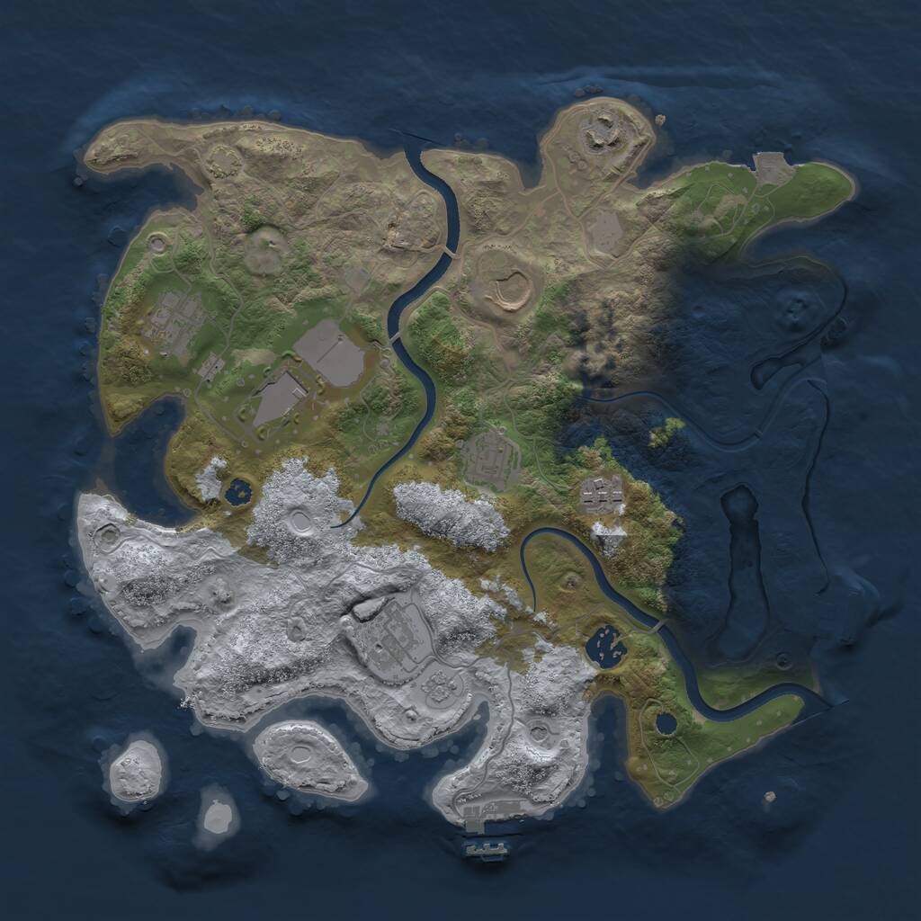 Rust Map: Procedural Map, Size: 3500, Seed: 1967560622, 14 Monuments