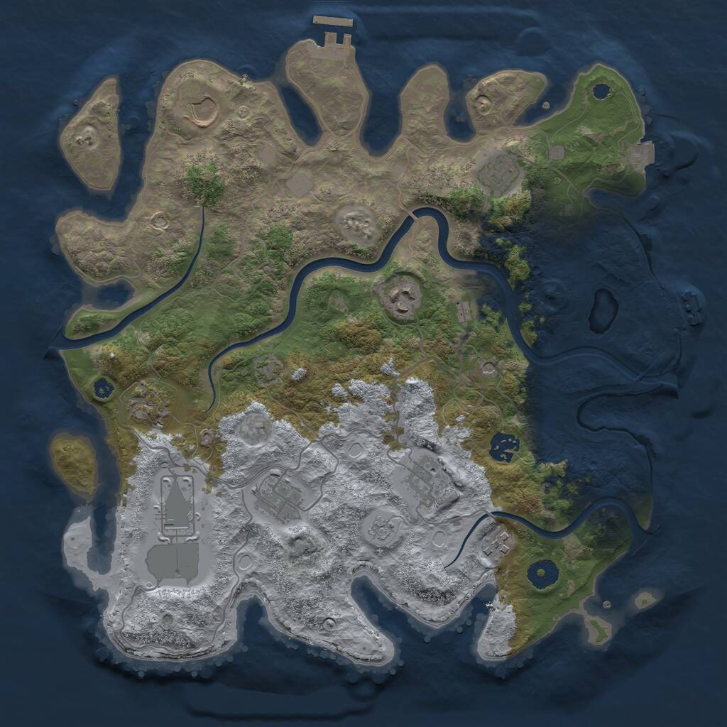 Rust Map: Procedural Map, Size: 3700, Seed: 58193245, 15 Monuments