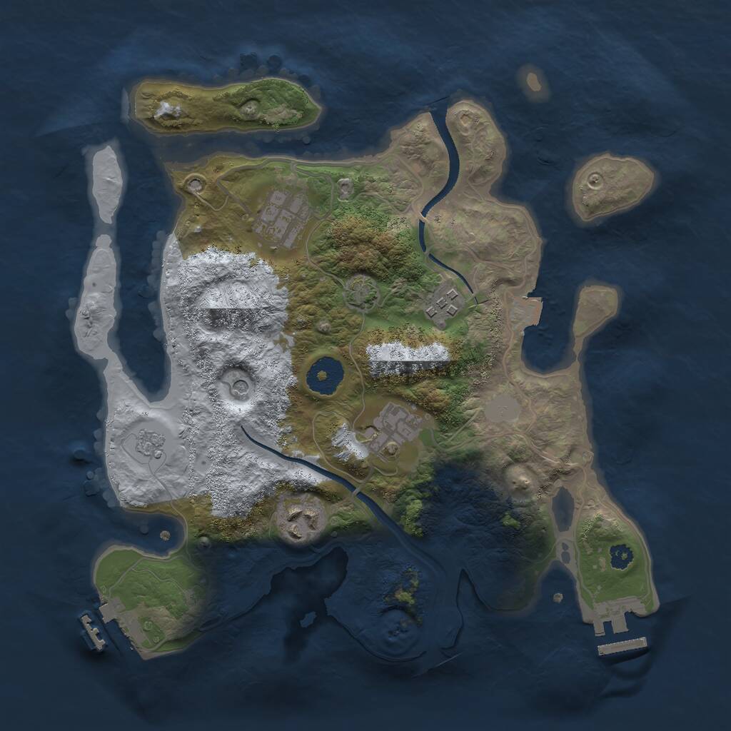 Rust Map: Procedural Map, Size: 3000, Seed: 2070427008, 10 Monuments