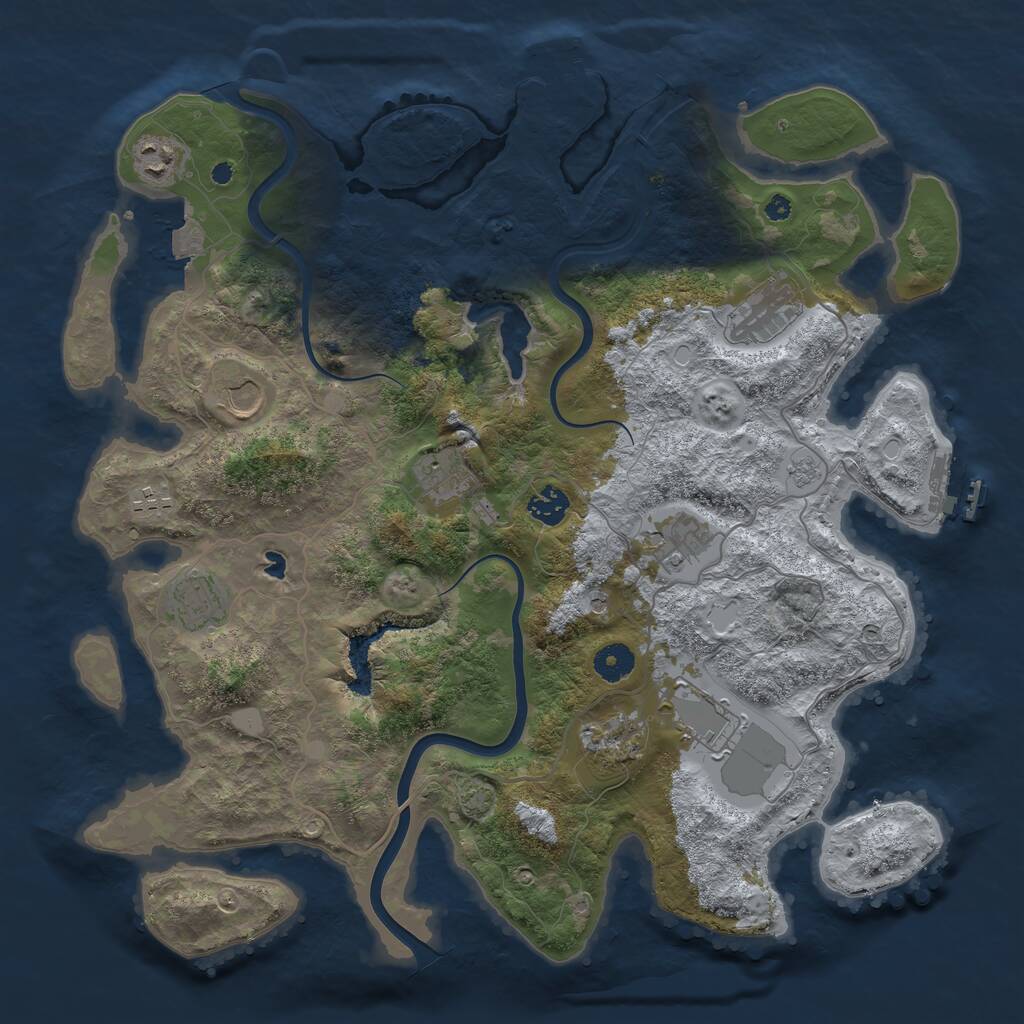 Rust Map: Procedural Map, Size: 4000, Seed: 4712, 16 Monuments