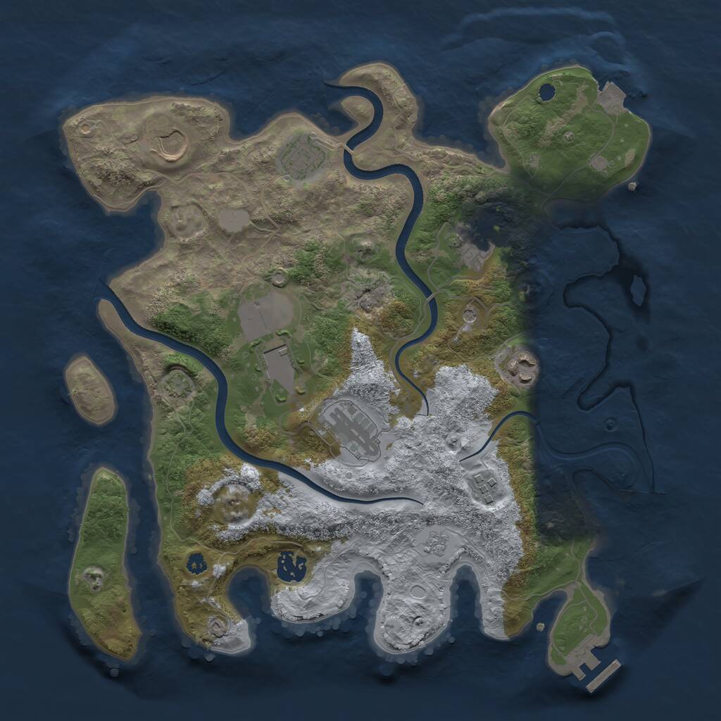 Rust Map: Procedural Map, Size: 3500, Seed: 638392186, 13 Monuments