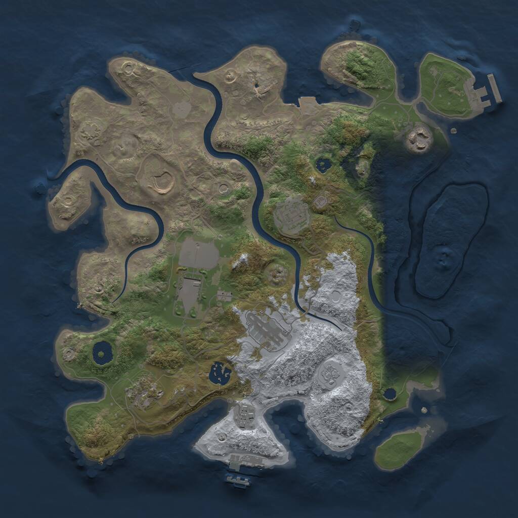 Rust Map: Procedural Map, Size: 3500, Seed: 1901, 14 Monuments