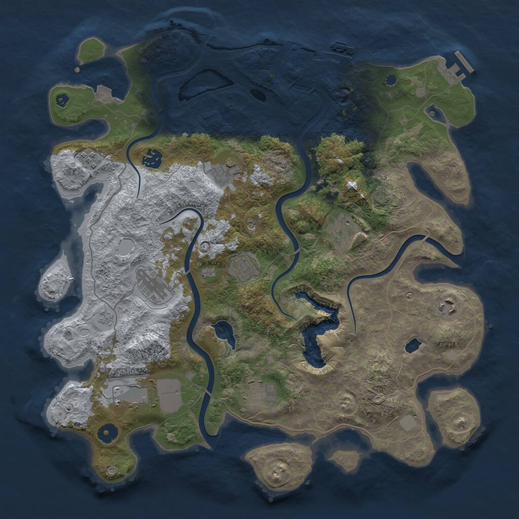 Rust Map: Procedural Map, Size: 4000, Seed: 213261400, 15 Monuments