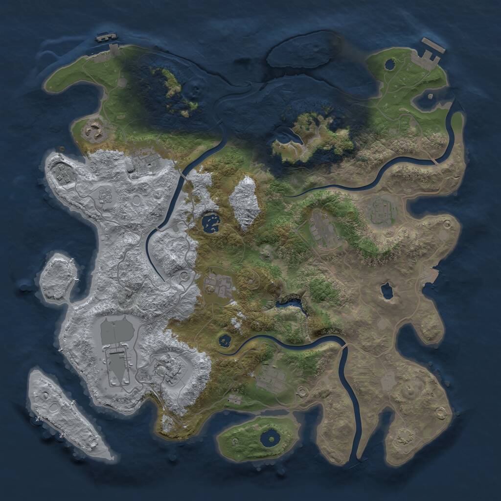 Rust Map: Procedural Map, Size: 4000, Seed: 76529, 16 Monuments