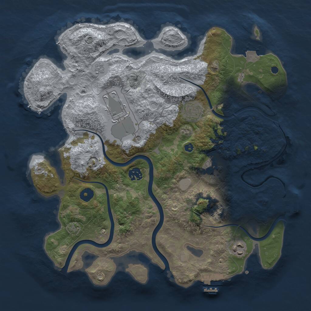 Rust Map: Procedural Map, Size: 3500, Seed: 1034022704, 12 Monuments