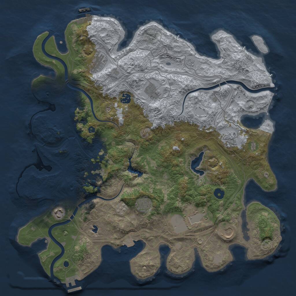 Rust Map: Procedural Map, Size: 4250, Seed: 1357285885, 16 Monuments
