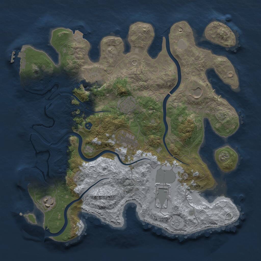 Rust Map: Procedural Map, Size: 3500, Seed: 597396654, 13 Monuments