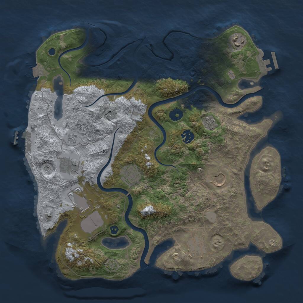 Rust Map: Procedural Map, Size: 3500, Seed: 1449300856, 14 Monuments