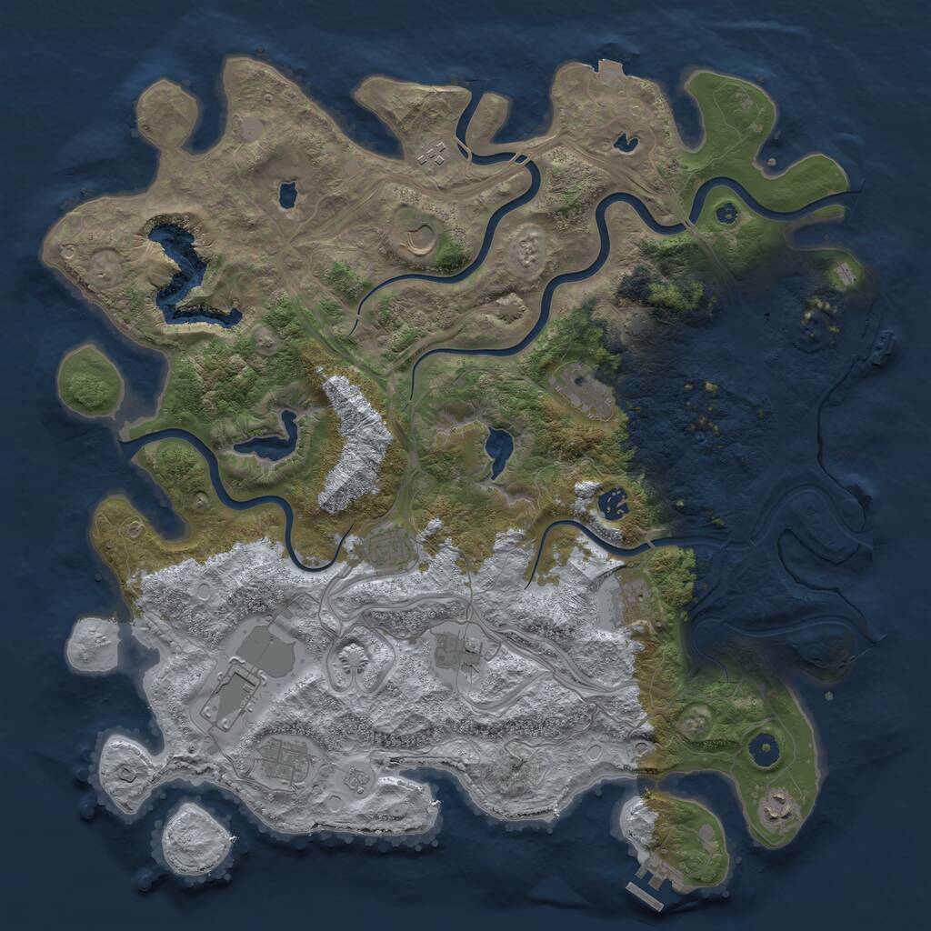 Rust Map: Procedural Map, Size: 4500, Seed: 231687876, 16 Monuments