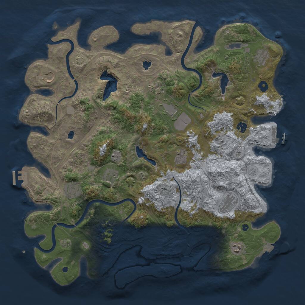 Rust Map: Procedural Map, Size: 4500, Seed: 436319880, 17 Monuments