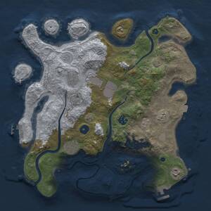 Thumbnail Rust Map: Procedural Map, Size: 3500, Seed: 2081359691, 13 Monuments