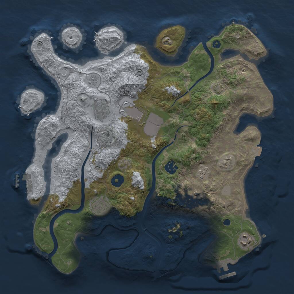 Rust Map: Procedural Map, Size: 3500, Seed: 2081359691, 13 Monuments