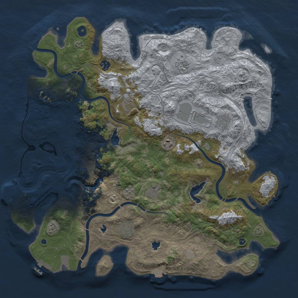 Rust Map: Procedural Map, Size: 4500, Seed: 1051847184, 15 Monuments