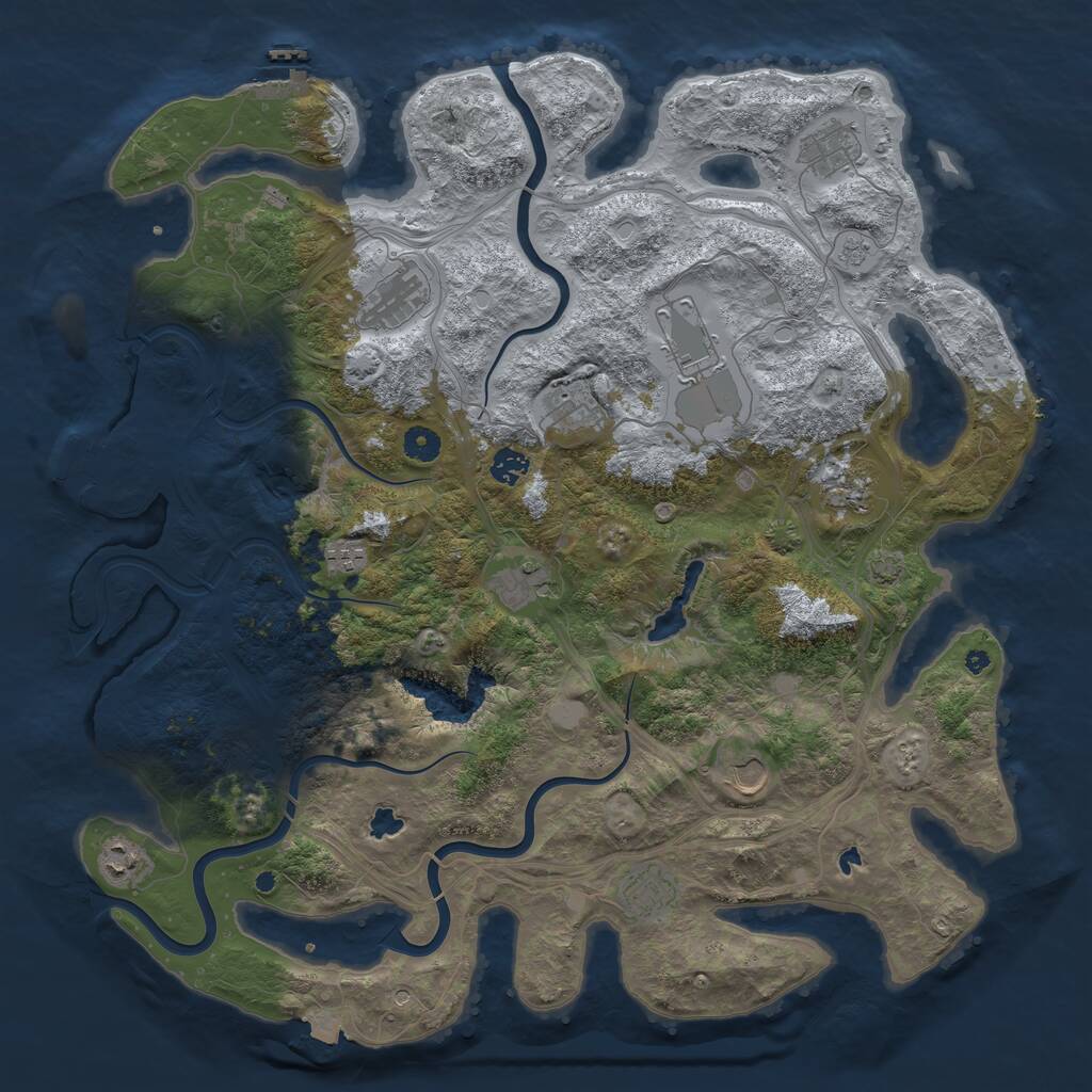 Rust Map: Procedural Map, Size: 4500, Seed: 1210101347, 17 Monuments