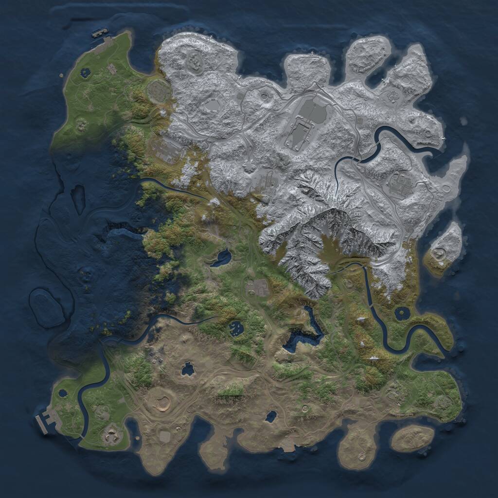 Rust Map: Procedural Map, Size: 5000, Seed: 1824942943, 17 Monuments