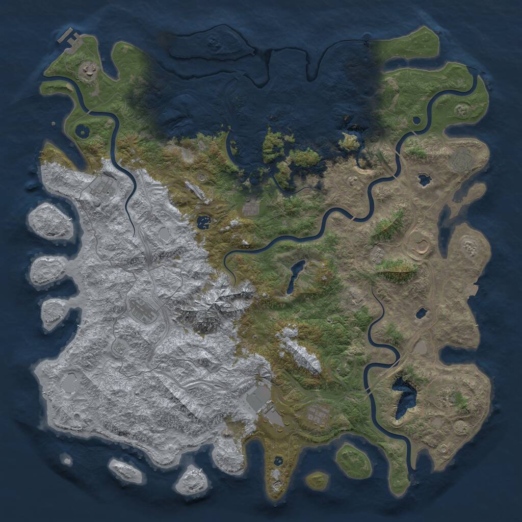 Rust Map: Procedural Map, Size: 5500, Seed: 953184804, 16 Monuments
