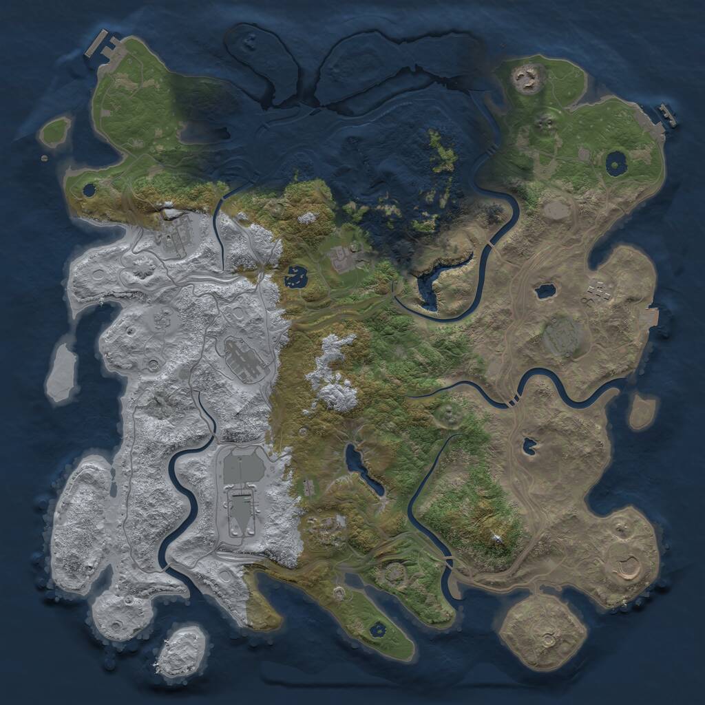 Rust Map: Procedural Map, Size: 4500, Seed: 994426990, 16 Monuments