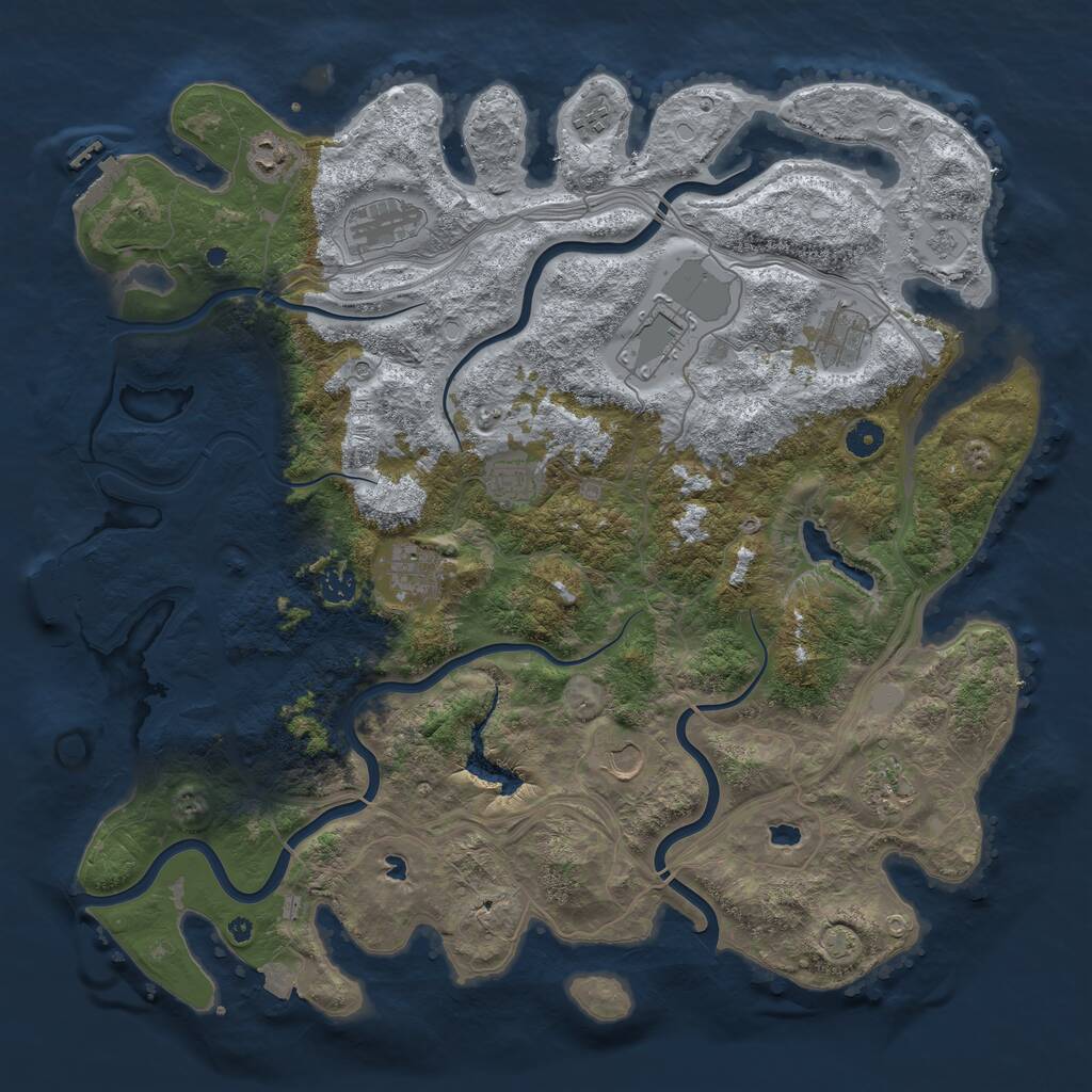 Rust Map: Procedural Map, Size: 4500, Seed: 457439, 16 Monuments