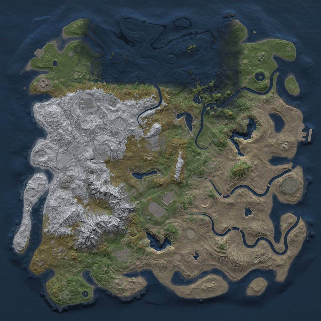 Rust Map: Procedural Map, Size: 5000, Seed: 665648000, 17 Monuments