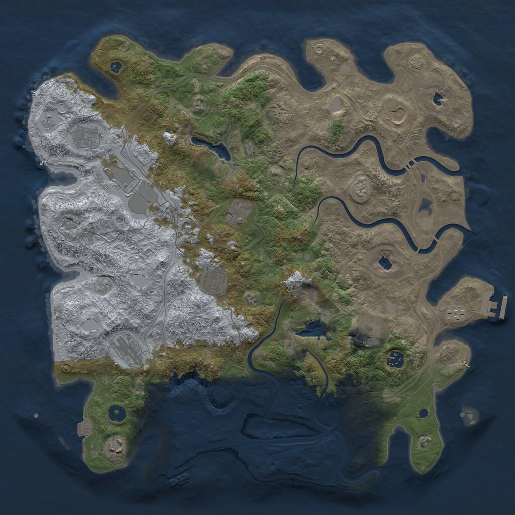 Rust Map: Procedural Map, Size: 4500, Seed: 955494951, 17 Monuments