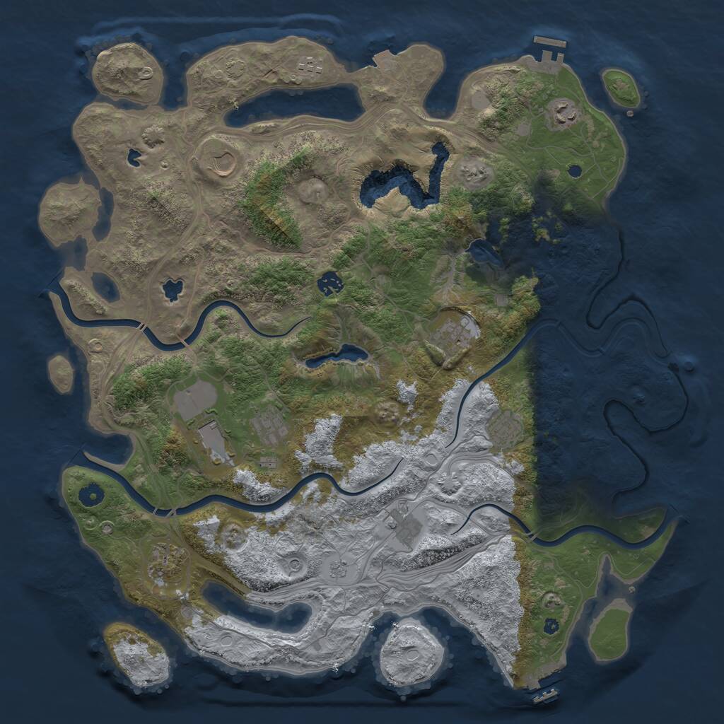 Rust Map: Procedural Map, Size: 4500, Seed: 1136056157, 16 Monuments