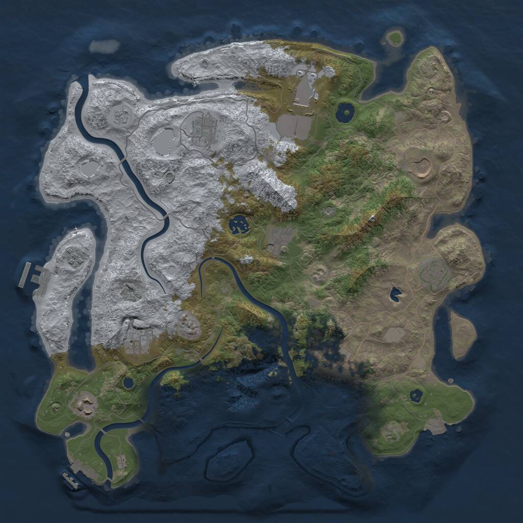 Rust Map: Procedural Map, Size: 4000, Seed: 1155783448, 16 Monuments