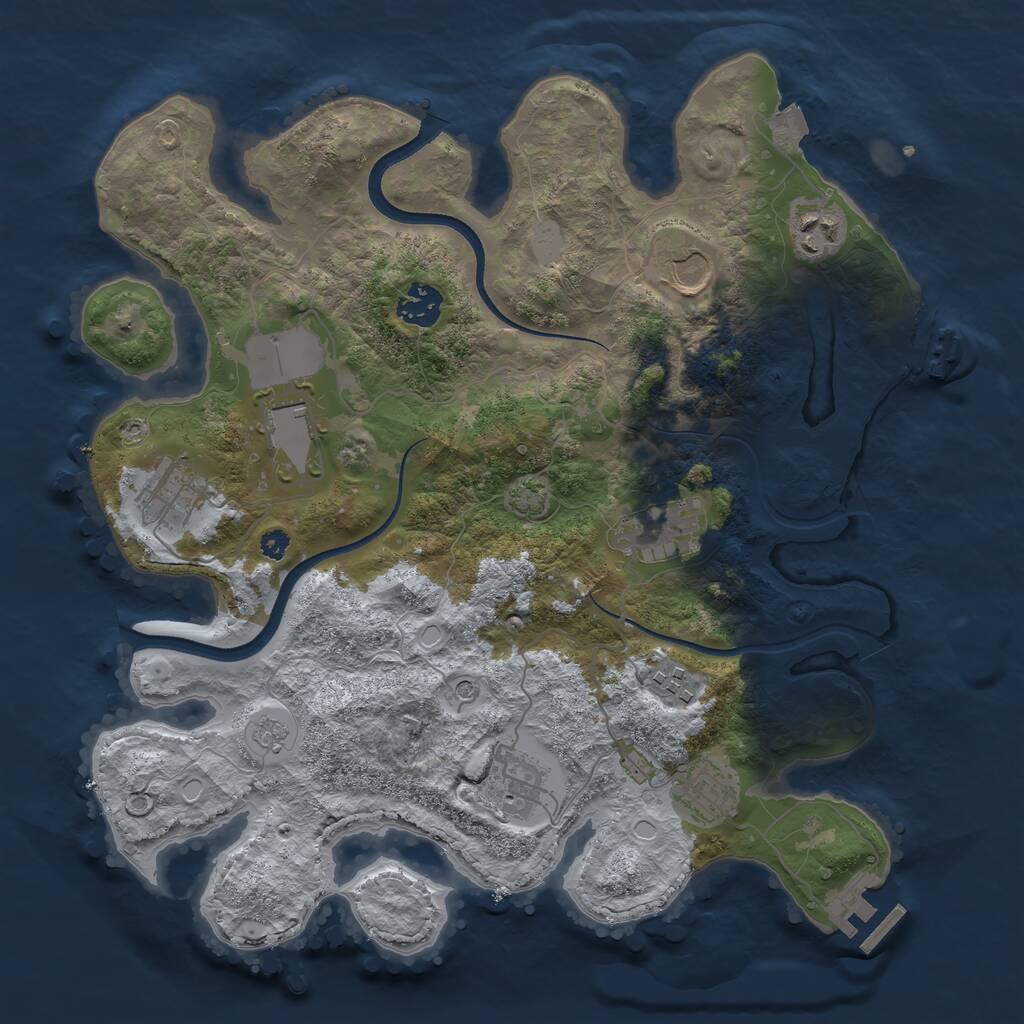 Rust Map: Procedural Map, Size: 3500, Seed: 734365577, 15 Monuments