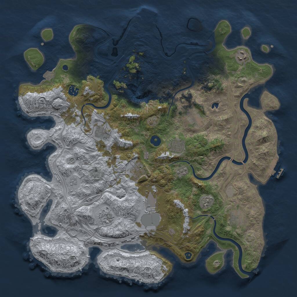 Rust Map: Procedural Map, Size: 4250, Seed: 1889675422, 16 Monuments