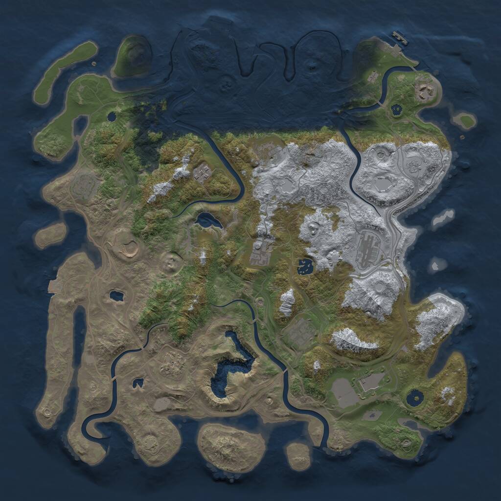 Rust Map: Procedural Map, Size: 4500, Seed: 1930444469, 17 Monuments