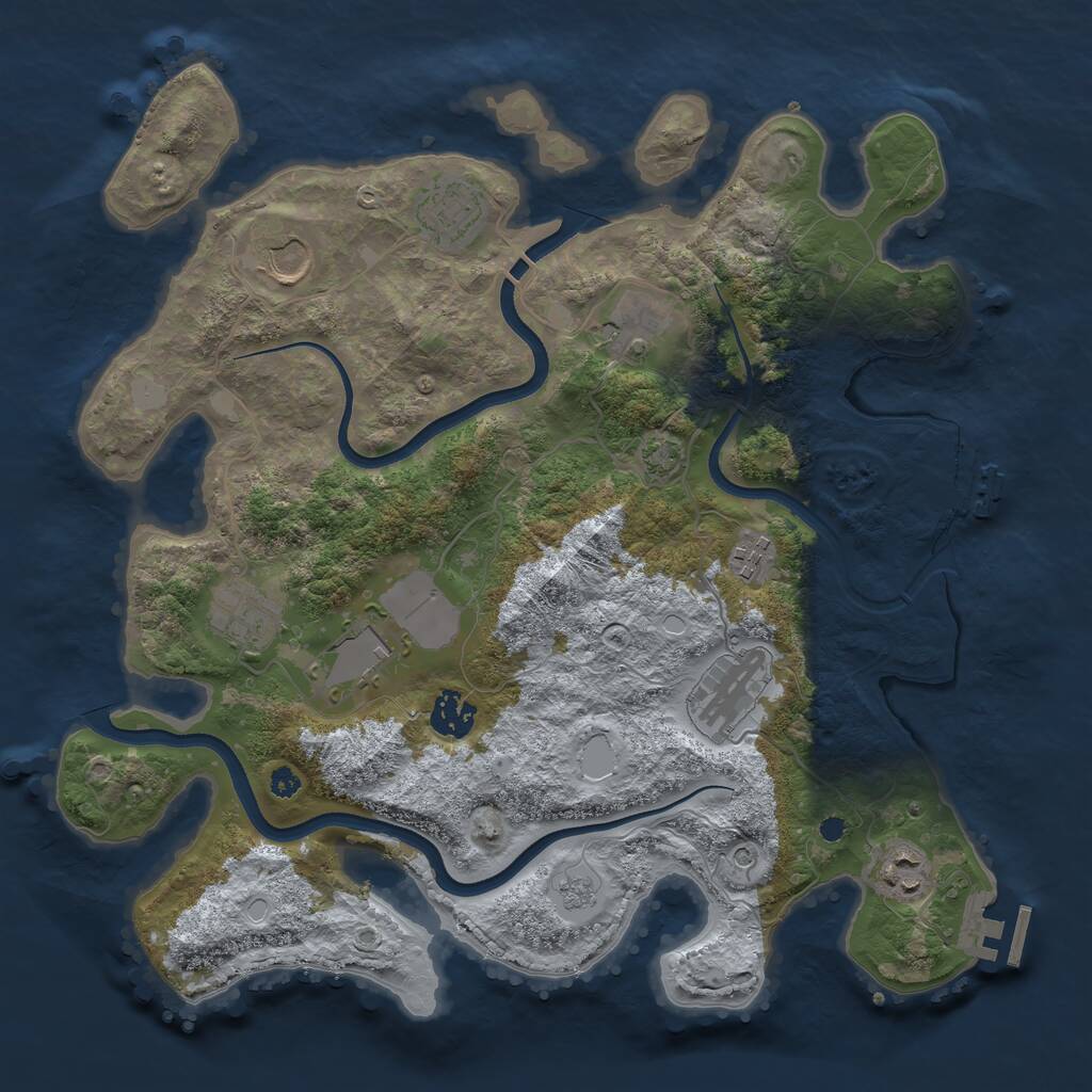 Rust Map: Procedural Map, Size: 3600, Seed: 722727473, 15 Monuments