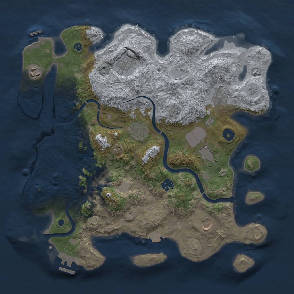 Rust Map: Procedural Map, Size: 3750, Seed: 3841, 14 Monuments