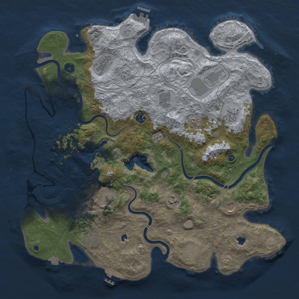 Rust Map: Procedural Map, Size: 4500, Seed: 621327655, 17 Monuments
