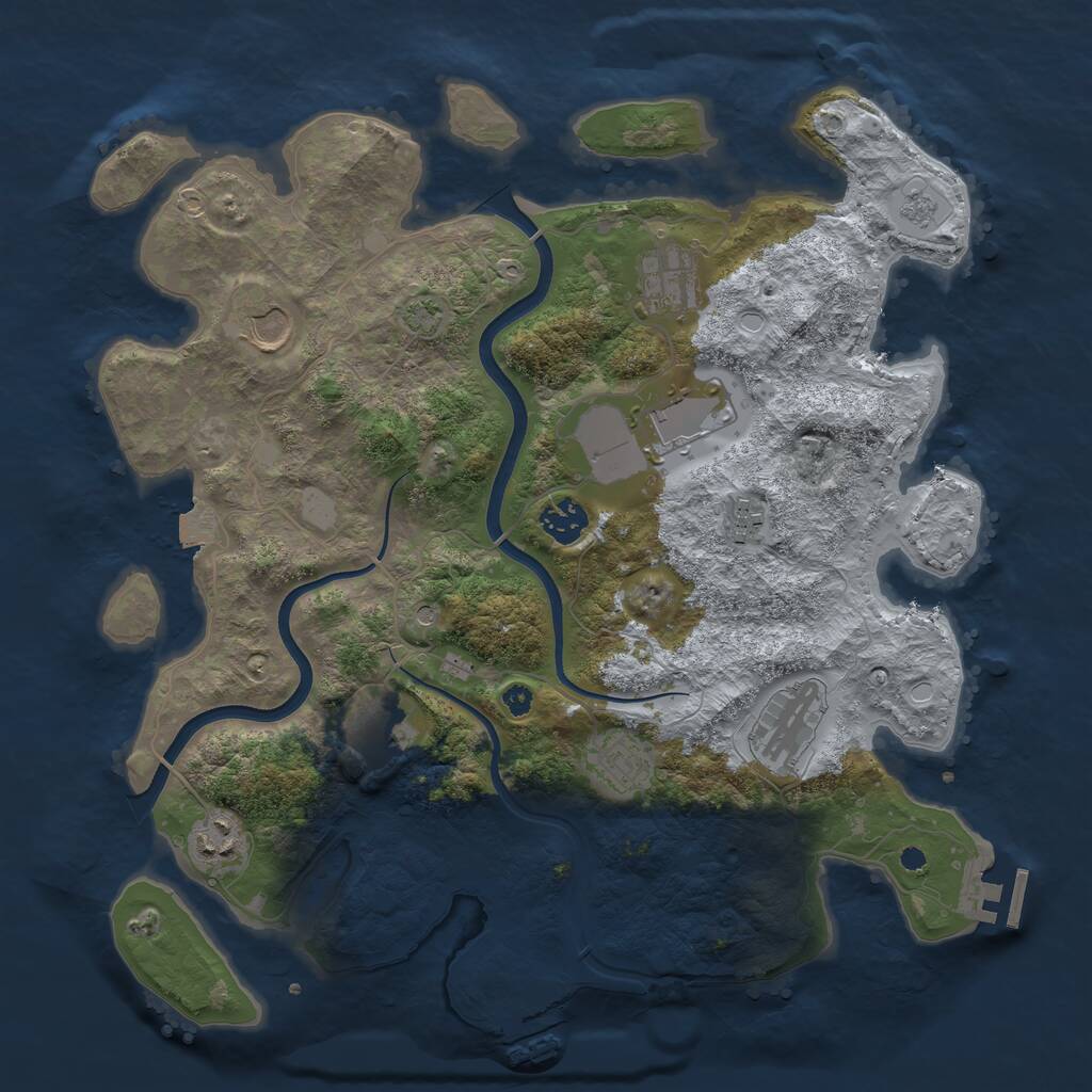 Rust Map: Procedural Map, Size: 3700, Seed: 2053956174, 15 Monuments