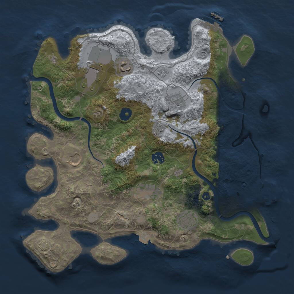 Rust Map: Procedural Map, Size: 3500, Seed: 304745030, 14 Monuments