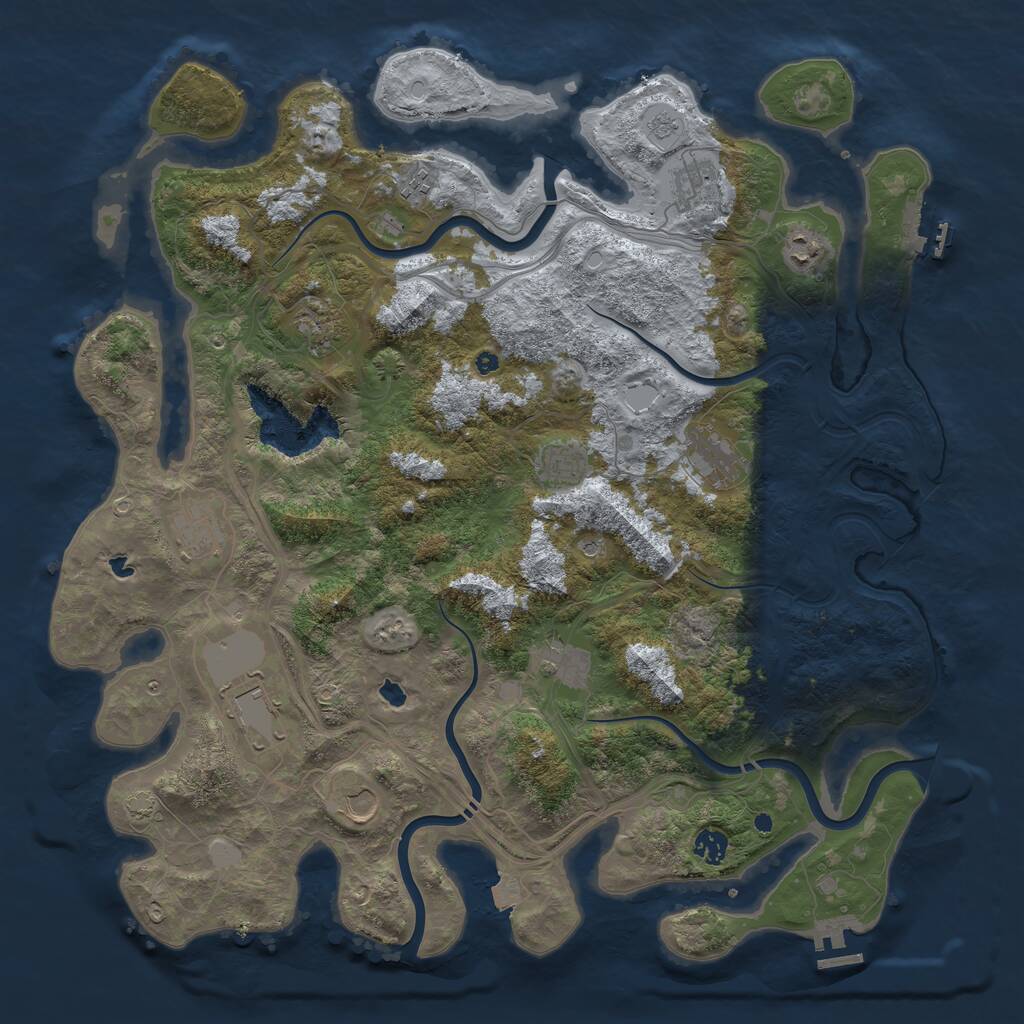 Rust Map: Procedural Map, Size: 4500, Seed: 461619074, 17 Monuments