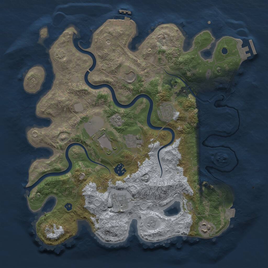 Rust Map: Procedural Map, Size: 3500, Seed: 643767402, 14 Monuments