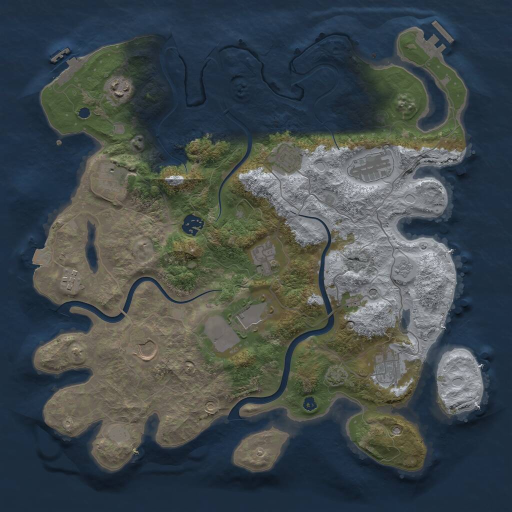 Rust Map: Procedural Map, Size: 3750, Seed: 750688871, 16 Monuments
