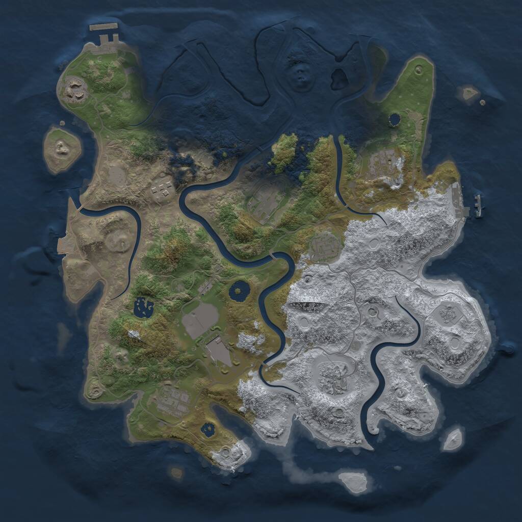 Rust Map: Procedural Map, Size: 3750, Seed: 921903570, 15 Monuments