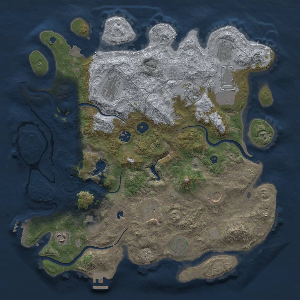 Rust Map: Procedural Map, Size: 4000, Seed: 867840661, 17 Monuments