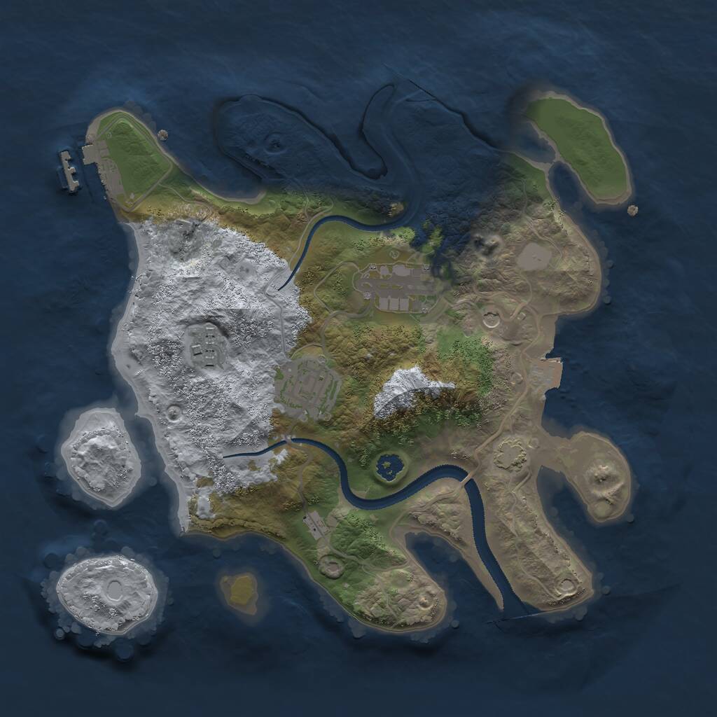 Rust Map: Procedural Map, Size: 2750, Seed: 2050892342, 7 Monuments