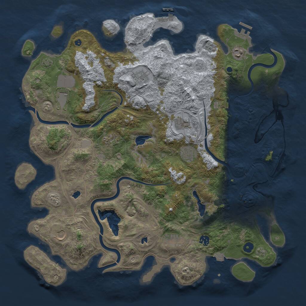 Rust Map: Procedural Map, Size: 4500, Seed: 1247203694, 16 Monuments
