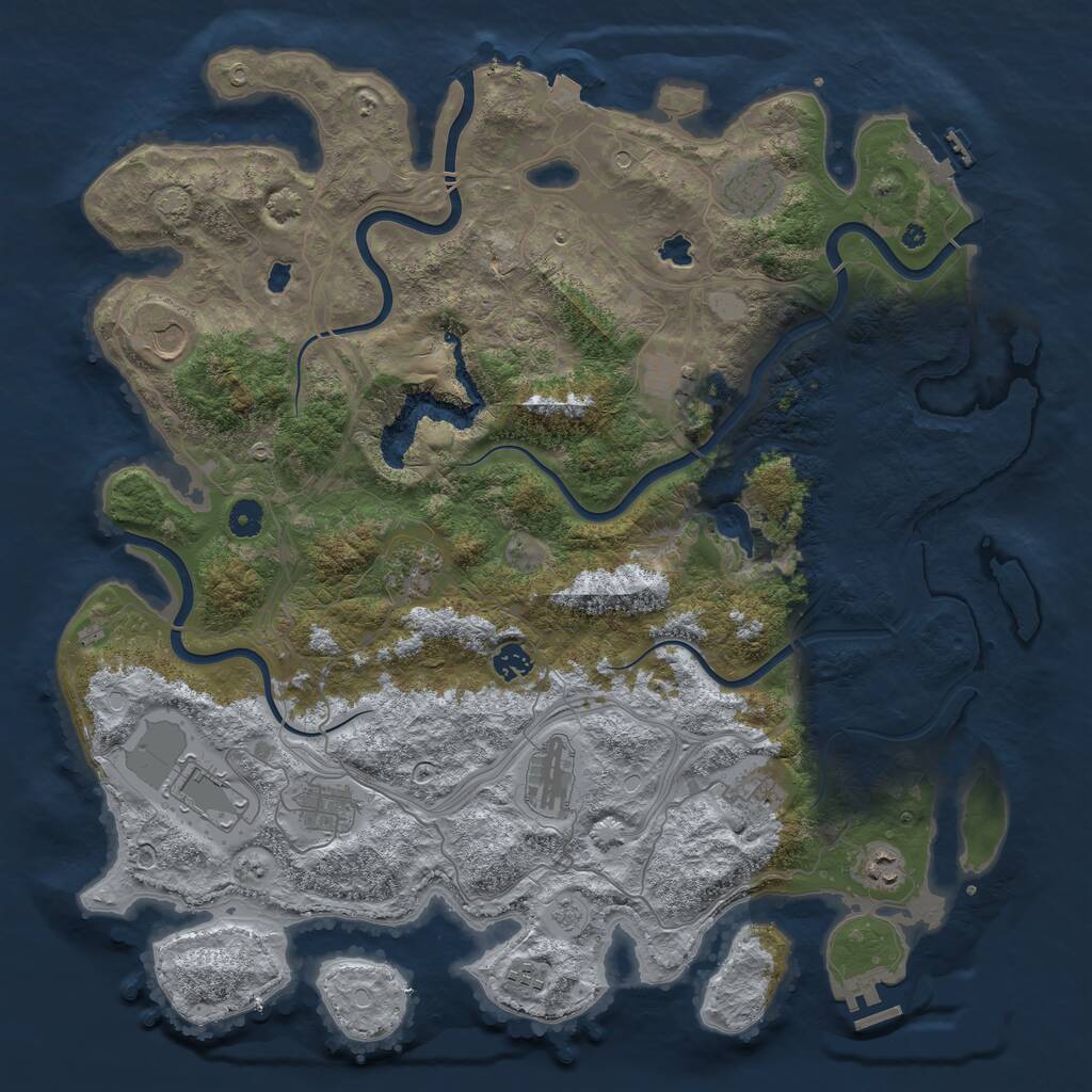 Rust Map: Procedural Map, Size: 4500, Seed: 354000237, 17 Monuments