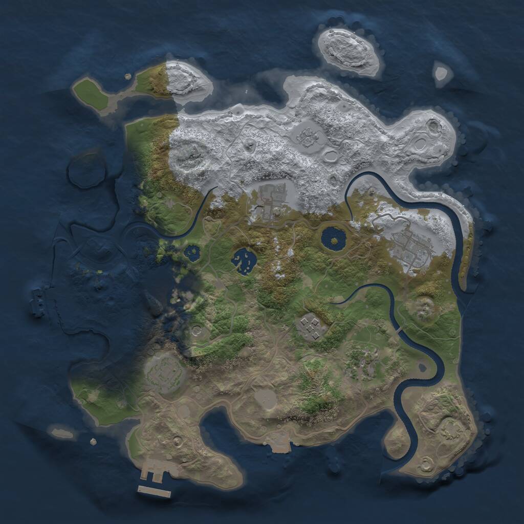 Rust Map: Procedural Map, Size: 3200, Seed: 1262396354, 13 Monuments