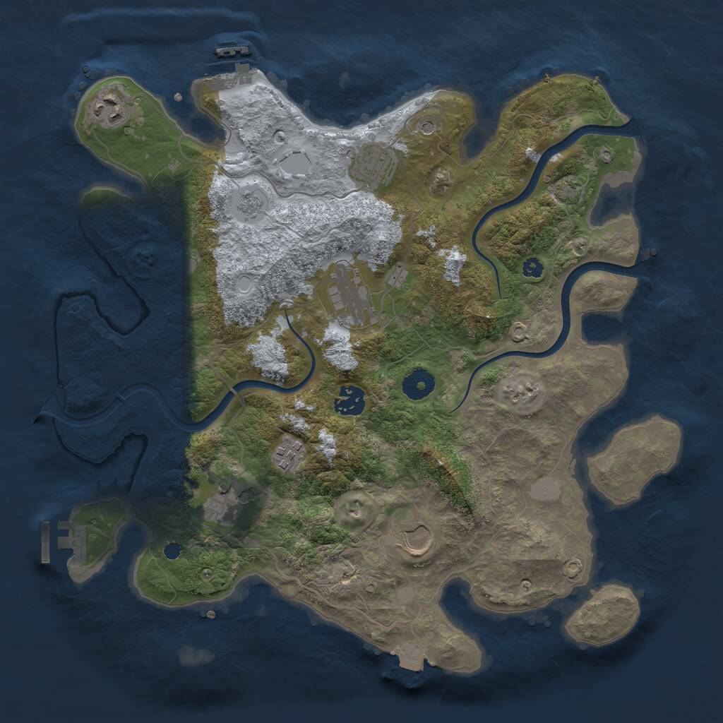 Rust Map: Procedural Map, Size: 3500, Seed: 1921425367, 13 Monuments