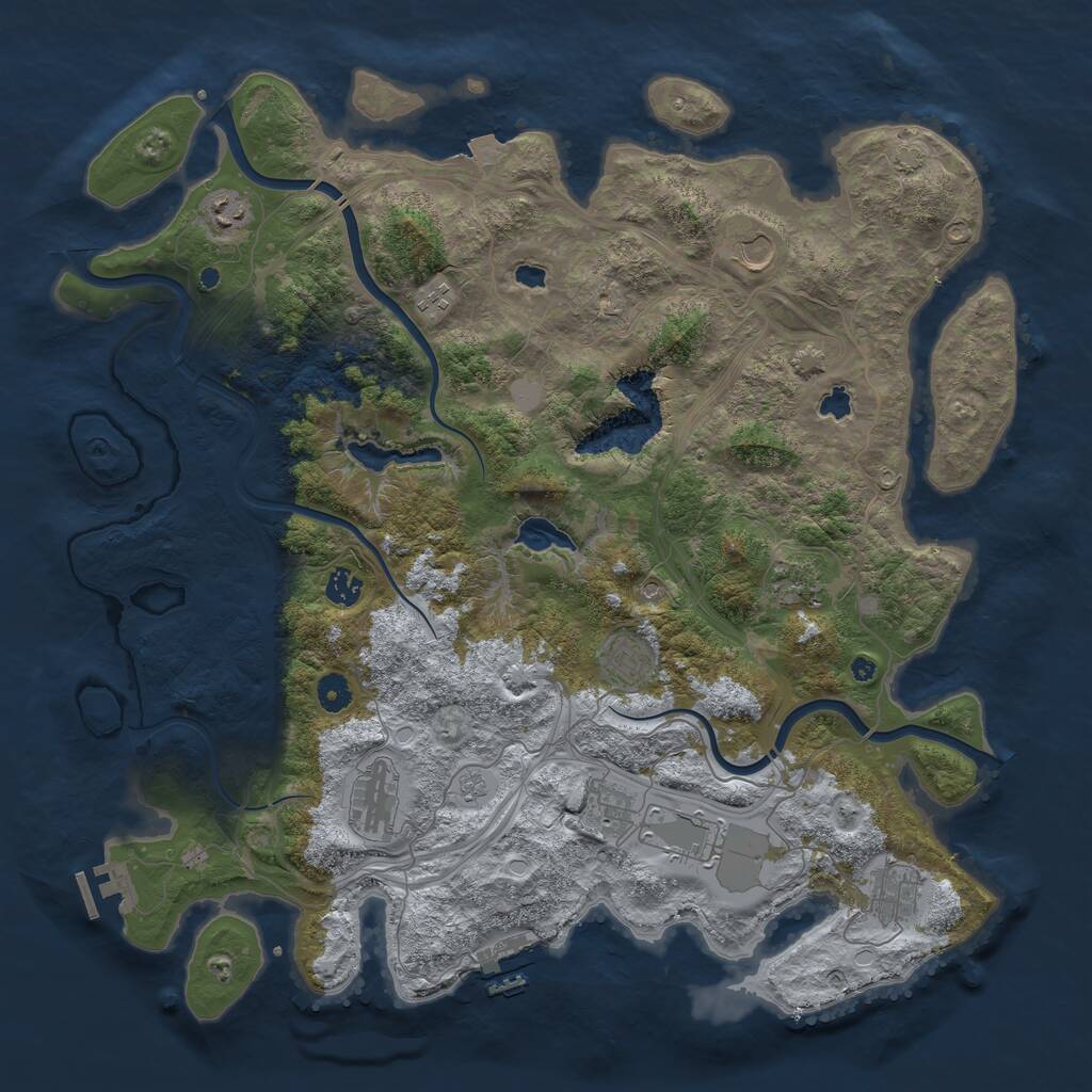 Rust Map: Procedural Map, Size: 4500, Seed: 1866672934, 16 Monuments