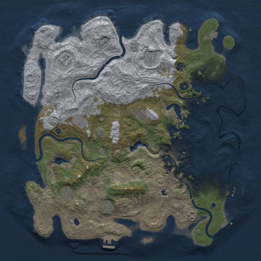 Rust Map: Procedural Map, Size: 4500, Seed: 629983655, 17 Monuments