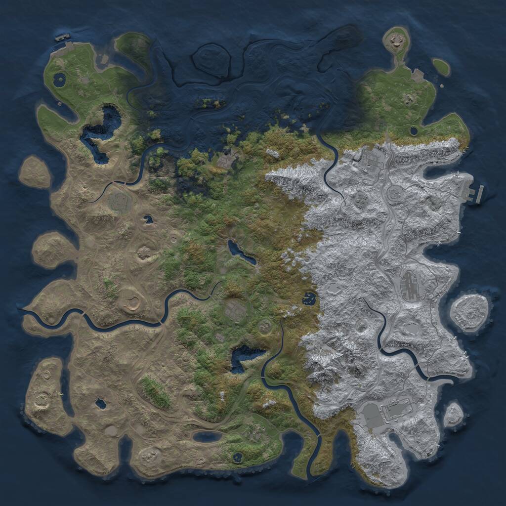 Rust Map: Procedural Map, Size: 5500, Seed: 2097358162, 17 Monuments