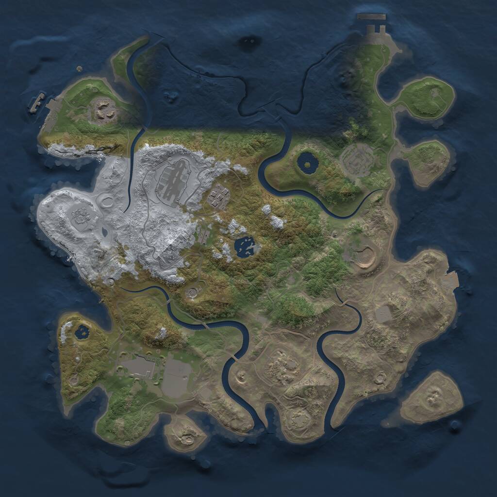Rust Map: Procedural Map, Size: 3500, Seed: 1689469285, 14 Monuments