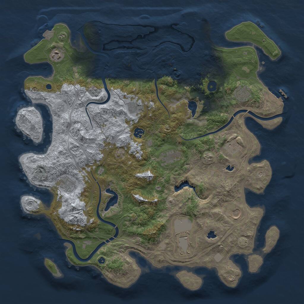 Rust Map: Procedural Map, Size: 4500, Seed: 206131564, 16 Monuments
